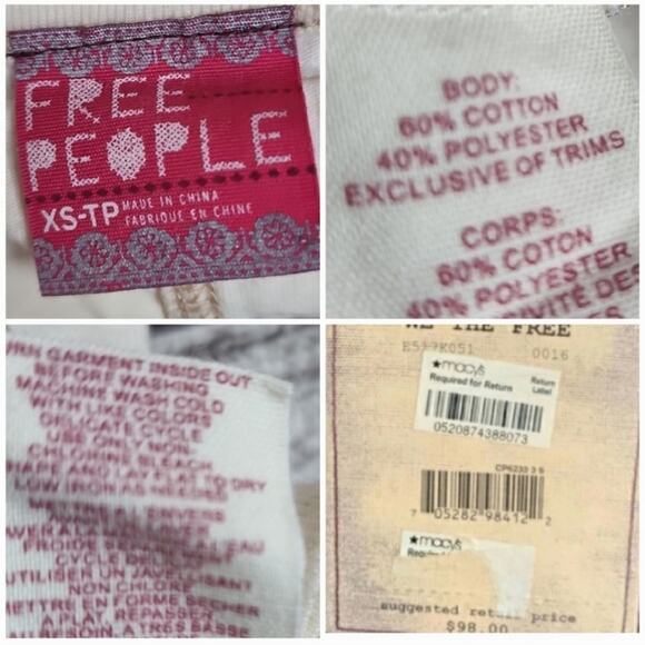 Free People Vintage Patchwork Boho Stud Cuff Studded Henley - Picture 4 of 4